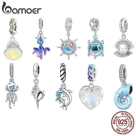 Bamoer Beads Charmosas Oceano Série 925 Pingentes De Prata Para Colar