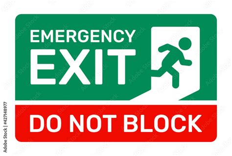 Emergency Exit Do Not Block Sign Vector Illustration Stock Vector