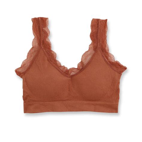 フランデランジェリー fran de lingerie レース付きリブ素材ノンワイヤーブラジャー ブラジャー ノンワイヤーブラ ブラジャーワイヤーなし レッド ファッション通販