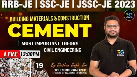 Cement Building Material Bmc Civil Engg Ssc Je Rrb Je