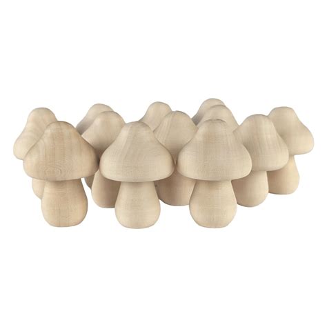 Mini Wood Mushrooms 12 Pcs Unfinished / Forest Craft Decor Ornament