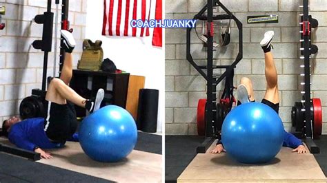 SINGLE LEG SWISS BALL HAMSTRING CURL CURL DE ISQUIOS UNILATERAL CON