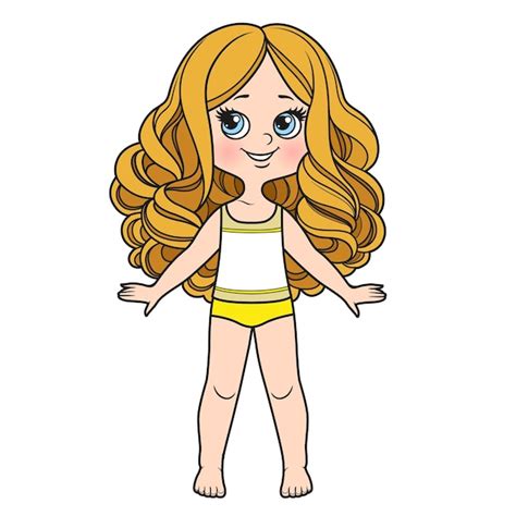 Menina Bonito Dos Desenhos Animados Cabelo Longo Encaracolado