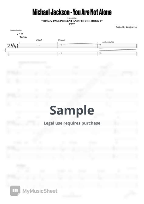 Michael Jackson You Are Not Alone Bassline Sheets By Jonathan Lai