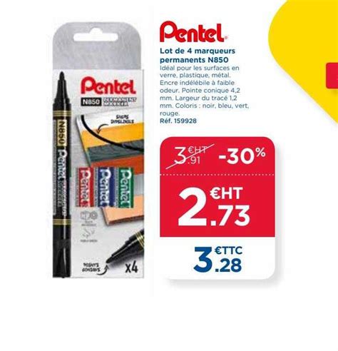 Promo Lot De Marqueurs Permanents N Pentel Chez Top Office