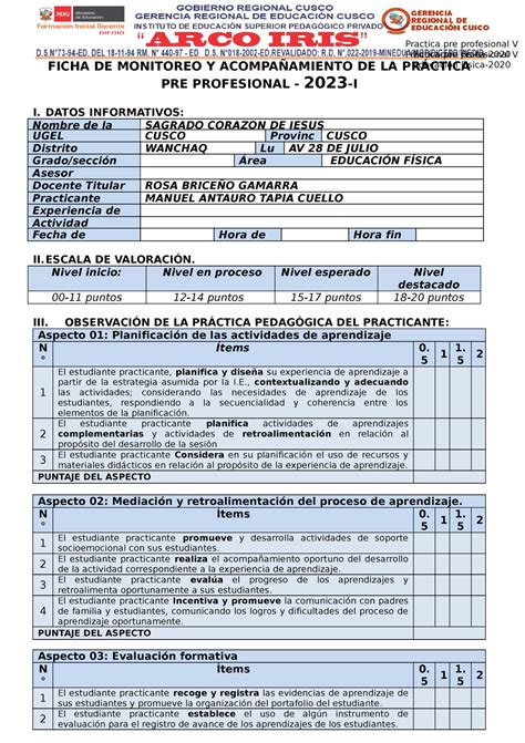 Ficha Monitoreo Nuevo Ficha De Monitoreo Y Acompa Amiento De La