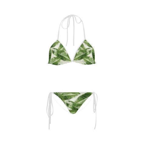 Tropical Bananas Leaves Custom Bikini Swimsuit ID D
