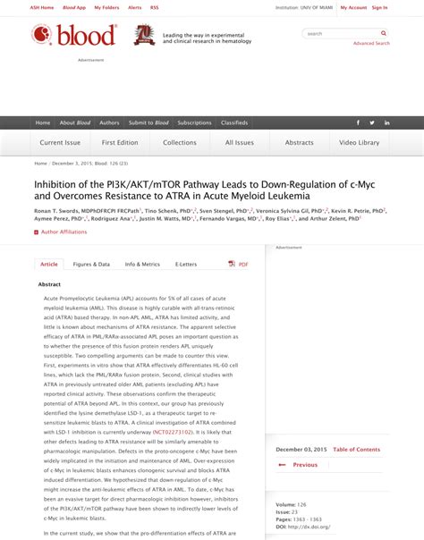 Pdf Inhibition Of The Pi K Akt Mtor Pathway Leads To Down Regulation