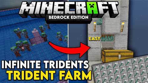 EASIEST TRIDENT FARM TUTORIAL In Minecraft Bedrock MCPE Xbox PS4