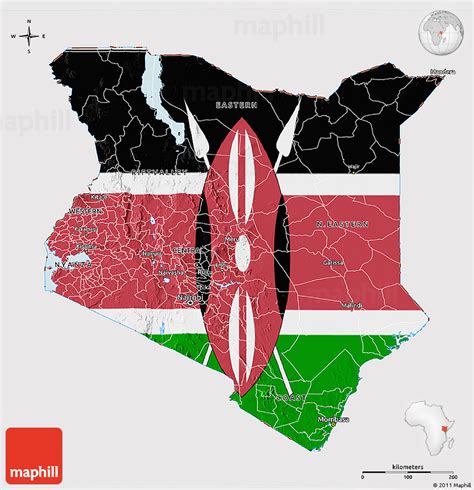 Flag 3D Map of Kenya