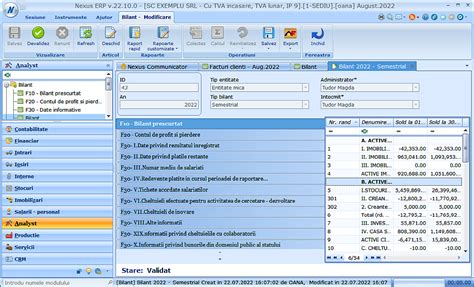 Nexus Analist Raportări contabile semestriale aferente anului 2022