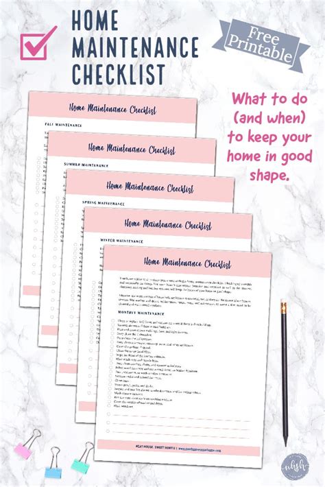 Home Maintenance Checklist Printable • Neat House Sweet Home® Home