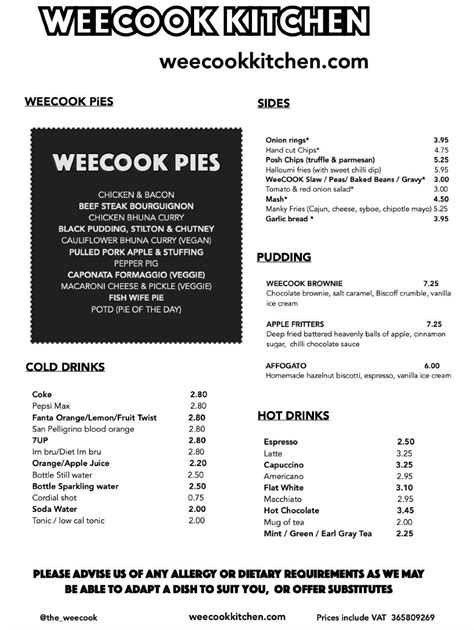 Wee Cook Carnousties Full Menu Online