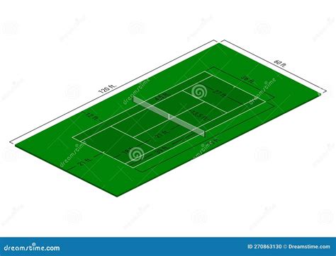 Tennis Court Dimensions Diagram in Feet. Stock Illustration ...