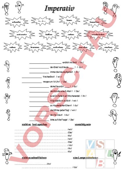 Arbeitsblatt Imperativ Deutsch Grammatik