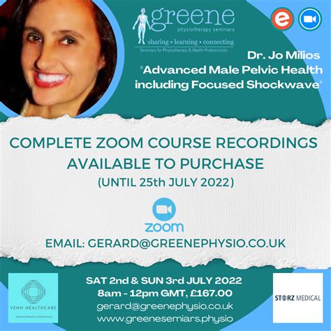 Dr Jo Milios Advanced Male Pelvic Health Course Zoom Recordings