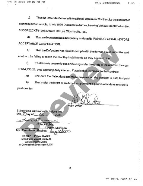 Grand Rapids Michigan Affidavit In Support Of Motion For Entry Of