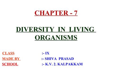 Diversity In Living Organisms Ppt