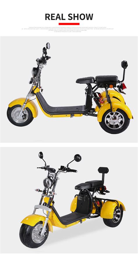 Powerful 3 Wheel Electric Scooter Eec Coc 2000w Citycoco For Adult