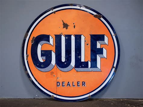 Gulf Dealer Double Sided Porcelain Sign Auburn Fall Rm Sotheby S