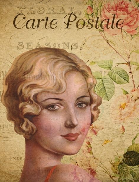 Woman Vintage Floral Postcard Free Stock Photo Public Domain Pictures