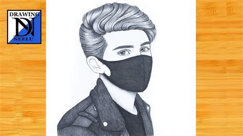 How to draw a Handsome Boy wearing Mask || Pencil sketch for beginner || Easy drawing || Boy ...