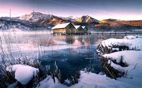 Wallpaper Landscape Lake Water Nature Reflection Snow Winter