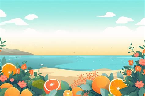 Premium AI Image Summer Background Illustration A Beautiful Beach