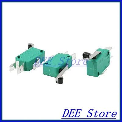 Micro Contact Switch 3pcs 250VAC 16A SPDT 1NO 1NC 3 Pin Long Hinge