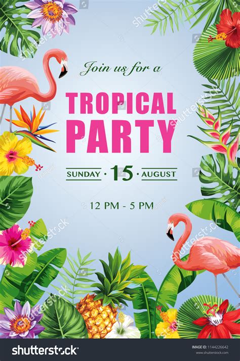 Tropical Hawaiian Party Invitation Exotic Flowers Stock Vector Royalty