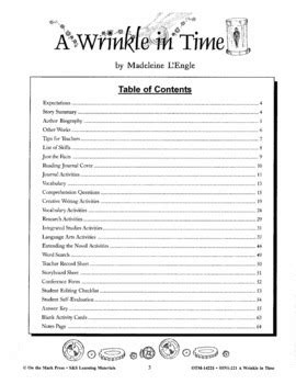 A Wrinkle In Time By Madeline L Engle Lit Link Grades 7 8 By On The