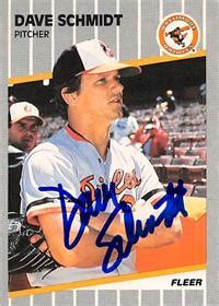 Dave Schmidt Autographed Baseball Card Baltimore Orioles Ft