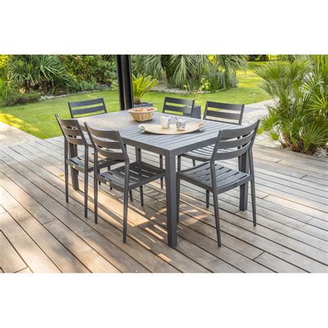 Ensemble Table Et Chaises De Jardin Personnes En Aluminium Anthracite