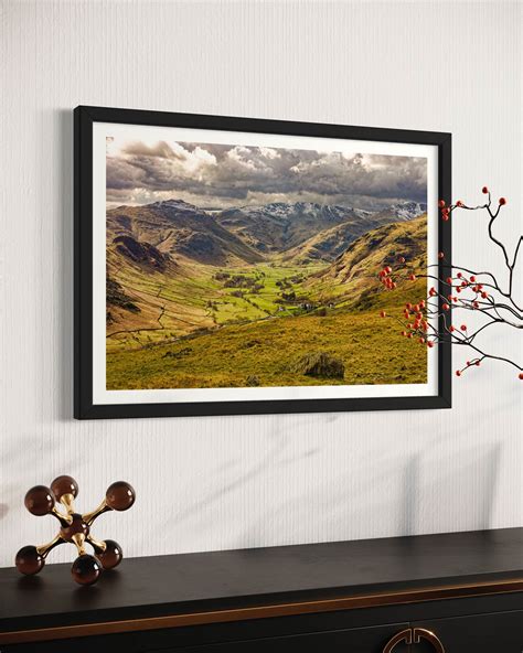 Langdale Valley with Crinkle Crags and Bowfell - Fine Art Print from ...