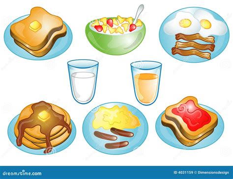 Breakfast Food Drawings Set Hand Drawn Realistic Sketch Vector