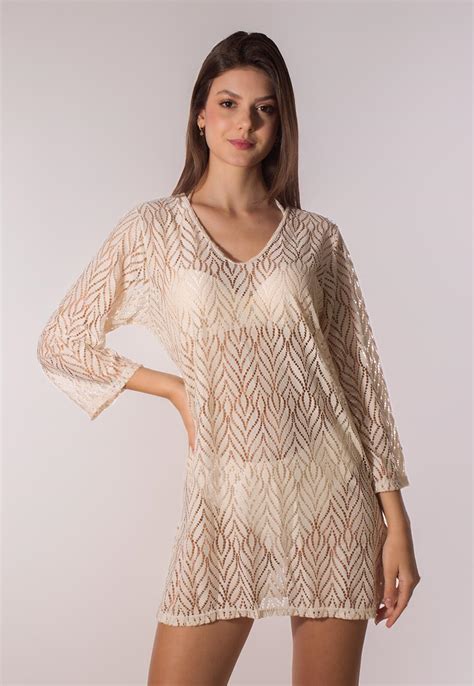 Comprar Saida De Praia Simony Beach Vestido Fenda Renda Beach Simony Lingerie
