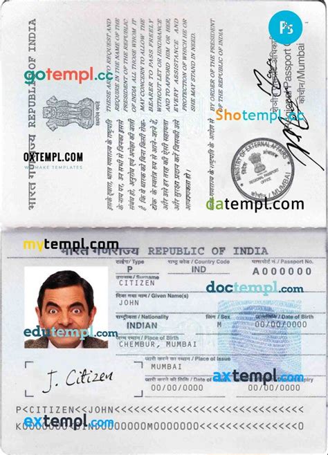 Indian Passport Sample