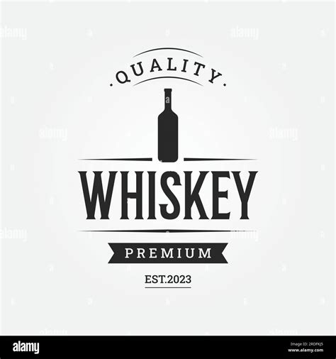 Vintage Premium Whiskey Logo Label With Hand Lettering For Drinks