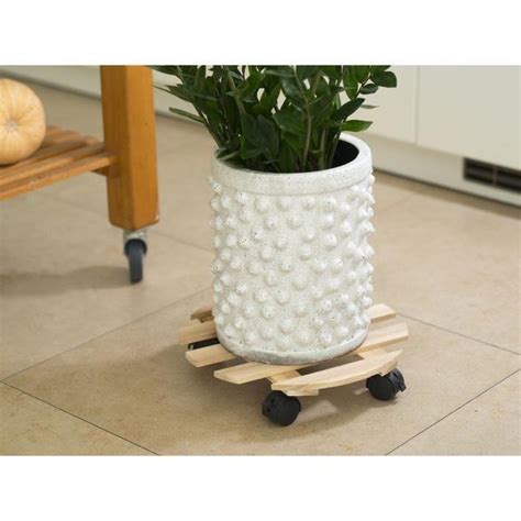 Nature Planttrolley met wieltjes Ø35cm Naturel vurenhout bol