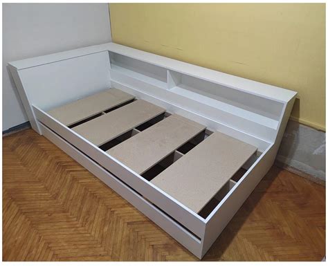 КРОВАТИ 120х200: Кровать с прикроватным блоком Ксения 1200*2000 Белая