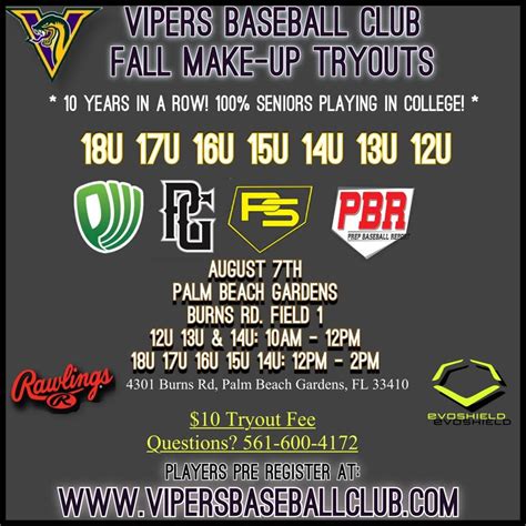 Welcome Vipers Fall 2022 Baseball Tryouts Vipers Baseball Club