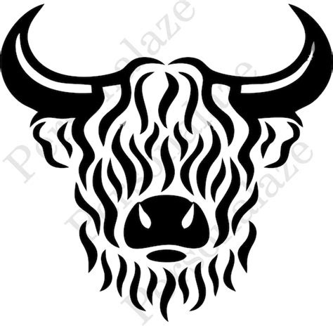 Dxf Svg Cdr Highland Cow Head Dxf Svg Cdr For Laser Cutting Etsy