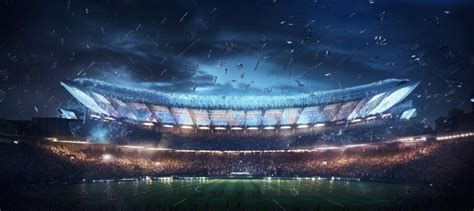 Premium Photo | Football stadium at night An imaginary stadium is ...