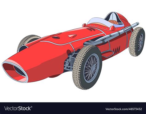 Color Drawing Of An Old Red Racing Sports Car Vector Image