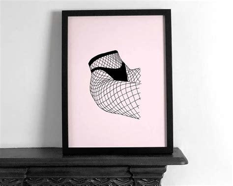 A4 Laying Fishnets Lingerie Print Etsy