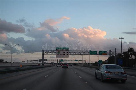 Sunpass Lane At The Miami Highway In Miami Usa Sunpass Lane On Left Hand Side Is For Toll Only