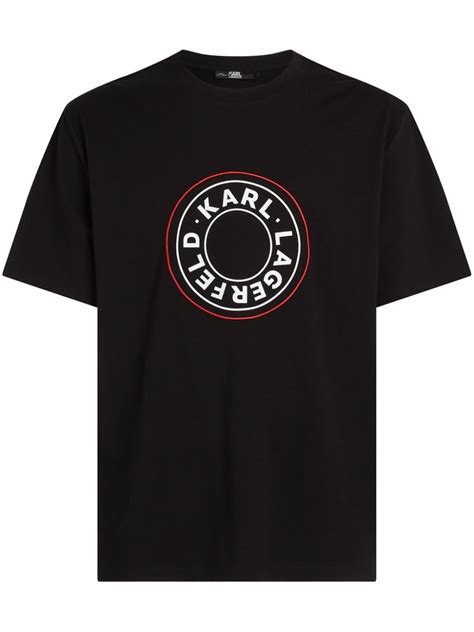 Karl Lagerfeld Circle Logo Organic Cotton T Shirt Black Farfetch Uk