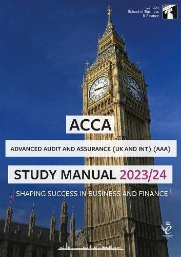 Buy Acca Advanced Audit And Assurance Int Uk Study Manual For