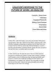 Unilever S Response To The Future Of Work Wac Pdf Unilever S