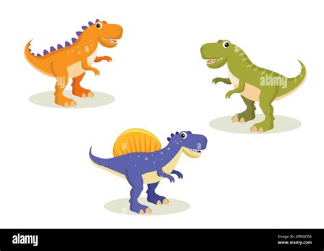 Personaje De Dibujos Animados De Dinosaurio Aislado En Fondo Blanco Dinosaurios Diferentes T